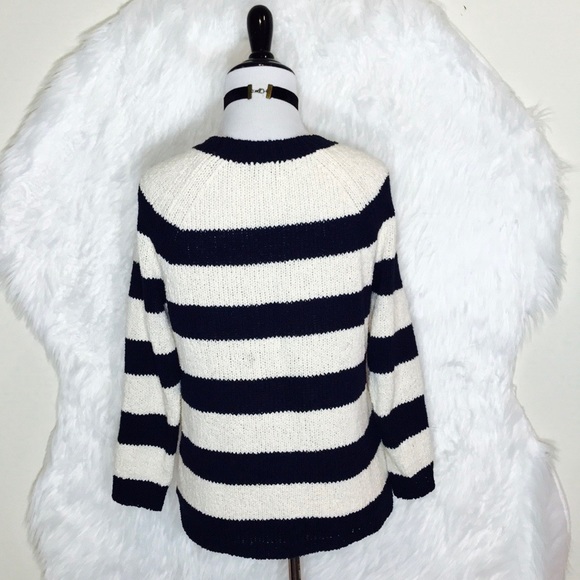 J.Crew Navy Blue/ White Mixed Striped Sweater - Picture 5 of 7